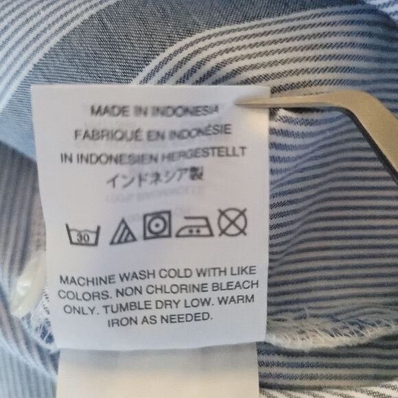 Madewell Oversized Striped Blue Button Down Tunic Long Sleeve Tunic Size Large - Picture 8 of 9